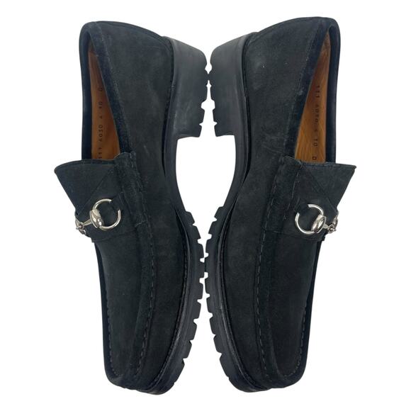 Gucci Horsebit Suede Lug Sole Slip On Loafer Black Men Size 10/ US 11 - Picture 6 of 16